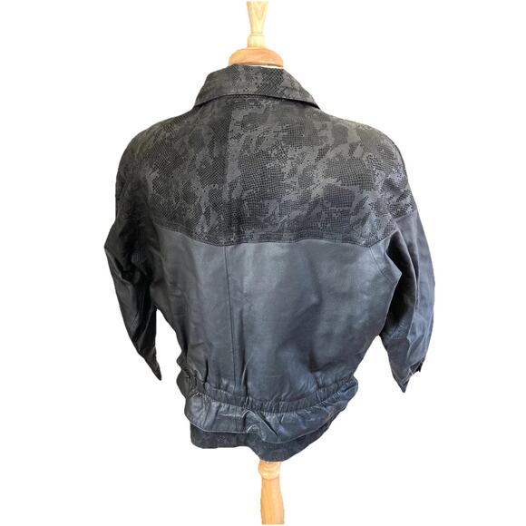 Wilsons Women's Black Leather Thinsulate Zip Out Liner Bomber Jacket Y2K 80s SzL - Picture 3 of 16